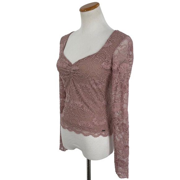 Guess Mauve Sweetheart Neck Lace Top • Coquette Fairycore Baddie Soft Girl Y2K - Picture 6 of 16